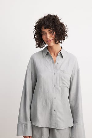 Grey Viscose Blend One Pocket Shirt