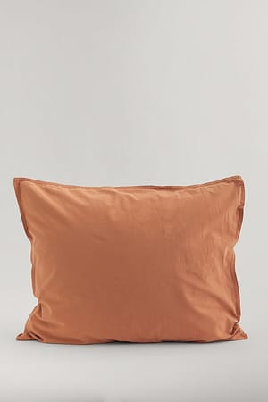 Light Rust Rechteckiger Kissenbezug aus gewaschener Baumwolle