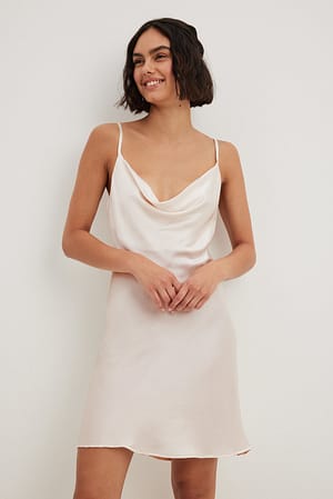 White Waterfall Mini Slip Dress