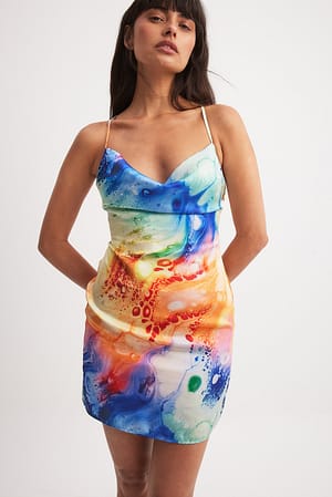 Multicolor Satijnen mini-jurk
