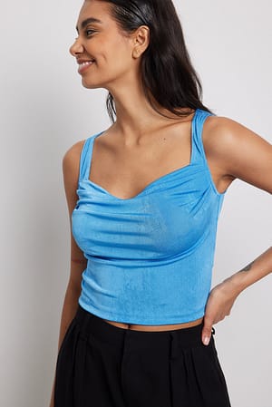 Blue Waterfall Square Neck Singlet