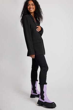 Black/Purple Wavy Elastic Boots