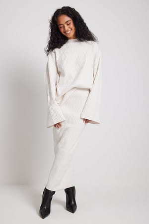 Offwhite Wavy Knitted Oversized Sweater