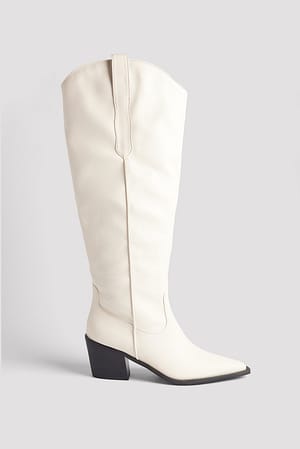 White Boots med skaft i western-stil