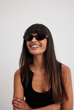 Black Szerokie okulary przeciwsłoneczne retro