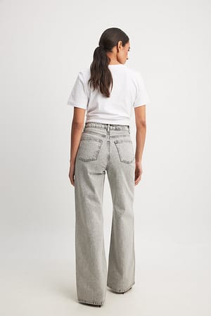 Light Grey Jeans met wijde hoge taille