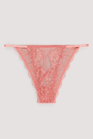 Coral Wide Lace Edge Thong