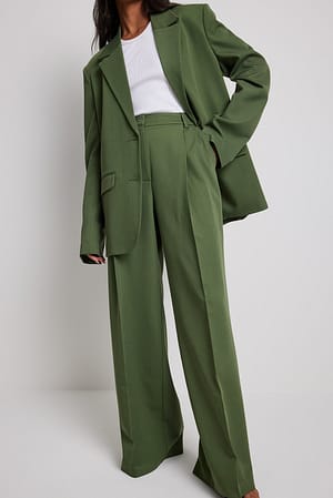 Forest Green Wide Leg Suit Trousers
