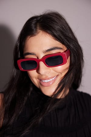 Dusty Red Wide Retro Look Sunglasses