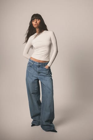 Vintage Blue Jeans met wijde pijpen en lage taille