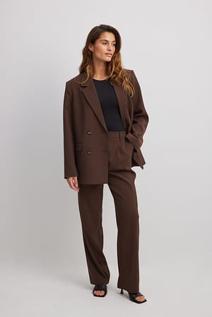 Brown Plisowane spodnie do żakietu