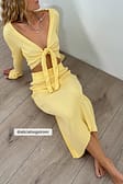 Light Yellow Gonna midi in maglia a coste larghe