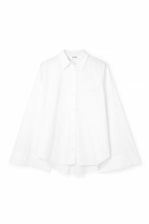 White Wide Sleeve Cotton Shirt