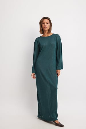 Dark Green Maxi-jurk met wijde mouwen