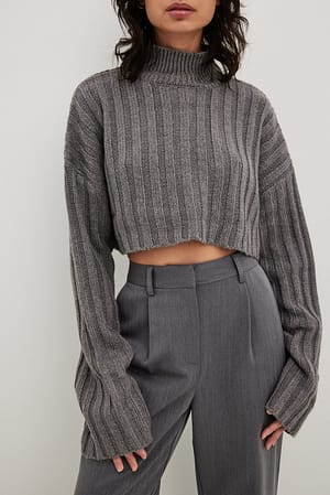 Grey Wide Sleeve Sweater