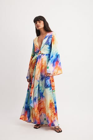 Multicolor Sukienka z szerokimi rękawami