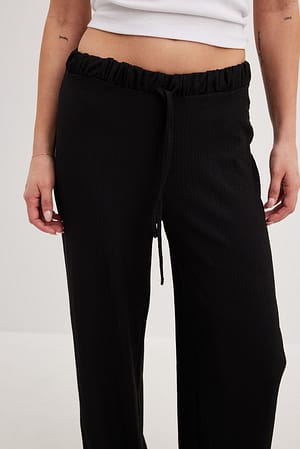 Black Wide Structured Trousers