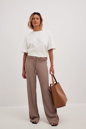Brown Wide Structured Trousers