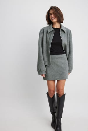 Dark Grey Wool Blend Mini Skirt
