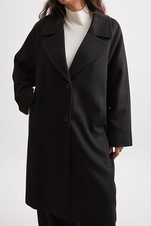 coat, black coat, winter coat, scarf, black outfit, black pants, leather,  gold buttons, shoes - Wheretoget