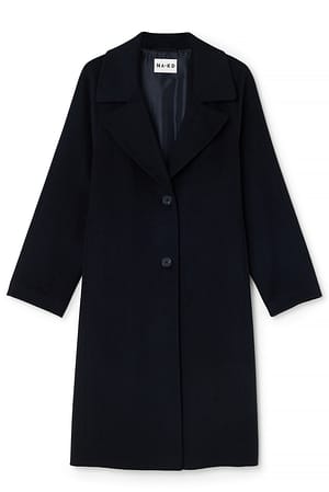 Wool Blend Oversized Coat Black | NA-KD