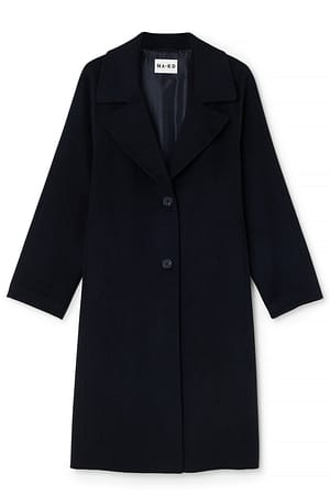 Wool Blend Oversized Coat Black | NA-KD