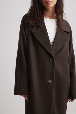Women’s Oversized Coat – Wool Blend – Full Length – Relaxed Fit – Notched Lapel