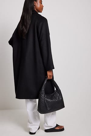 Black NA-KD Trend Wool Blend Oversized Coat