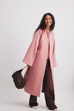 Pink Manteau oversize style kimono en laine mélangée