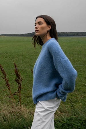 Blue Oversized-Pullover aus Wollmischung