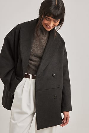 Dark Brown Wool Blend Short Coat