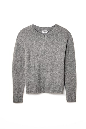 Velmee Cotton Blend V Neck Sweater White
