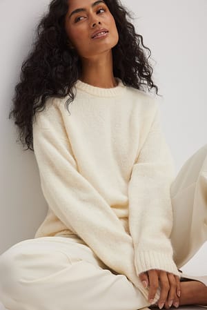 Offwhite Wool Blend Oversized Sweater
