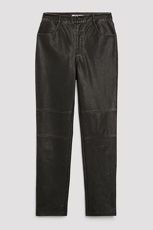Washed Black NA-KD Trend Worn Out Look PU Pants