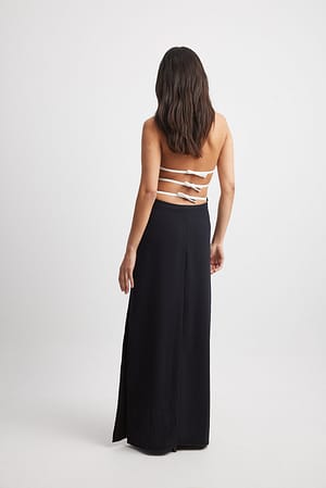 Black Tkana sukienka maxi z głębokim wycięciem z tyłu