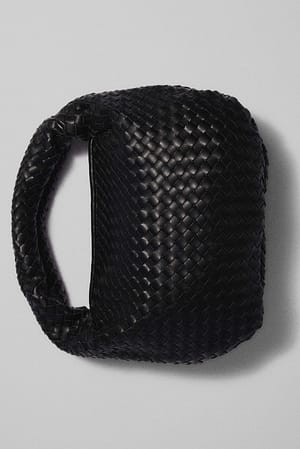 Black Woven Rounded Bag