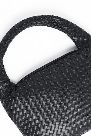 Rounded Woven Knotted Suede Bag