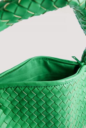 Woven Rounded Shoulder Bag Green | NA-KD