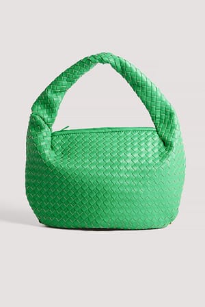 Green Tkana zaokrąglona torebka na ramię