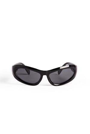 Black Wrap Around Racer Sunglasses