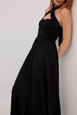 Black Kopertowa suknia maxi