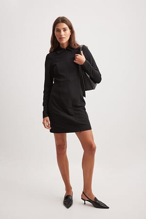 Black Zip Mini Dress