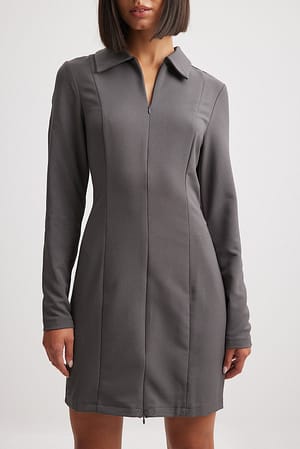 Grey Zip Mini Dress