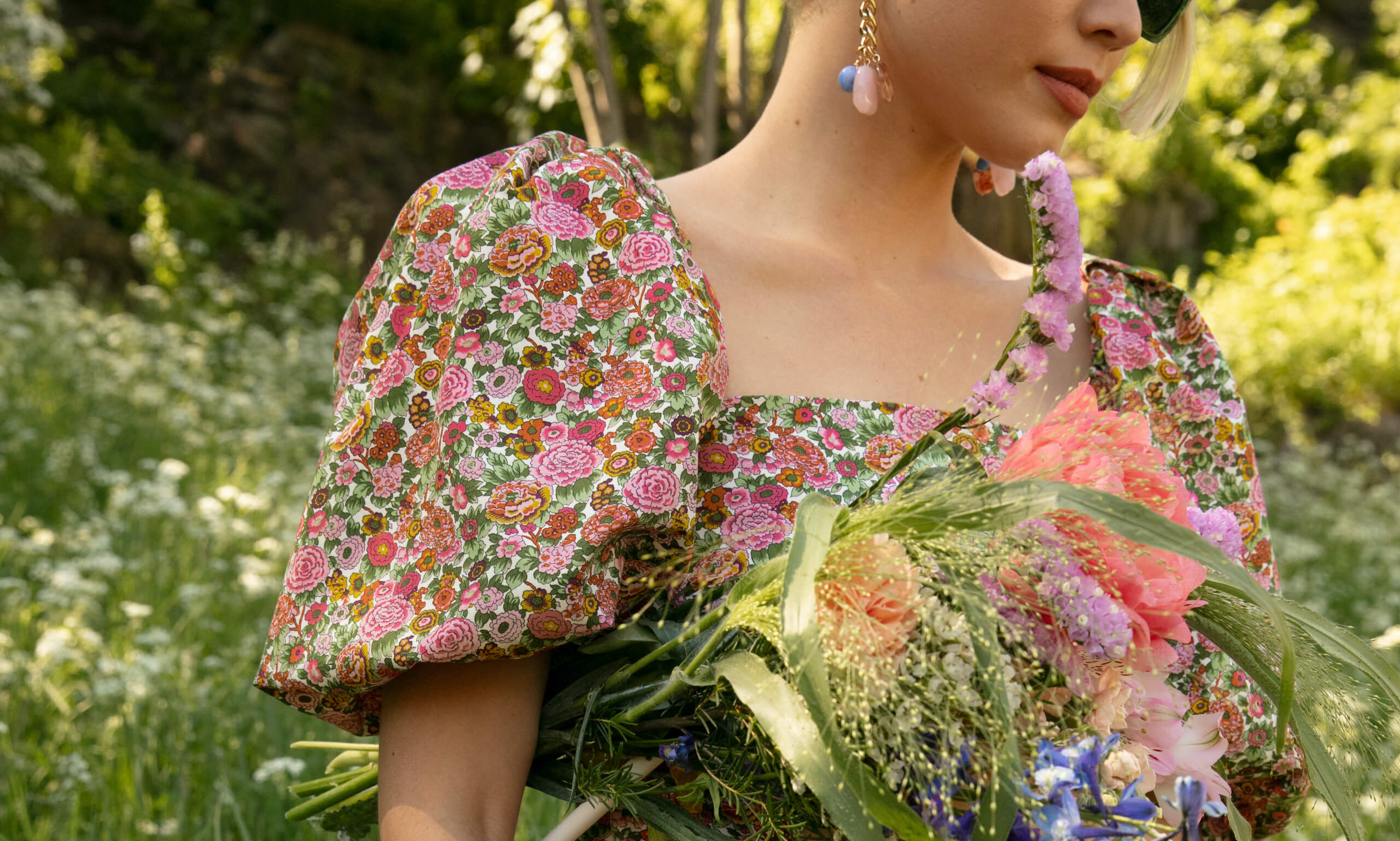 Woman in flowery dress