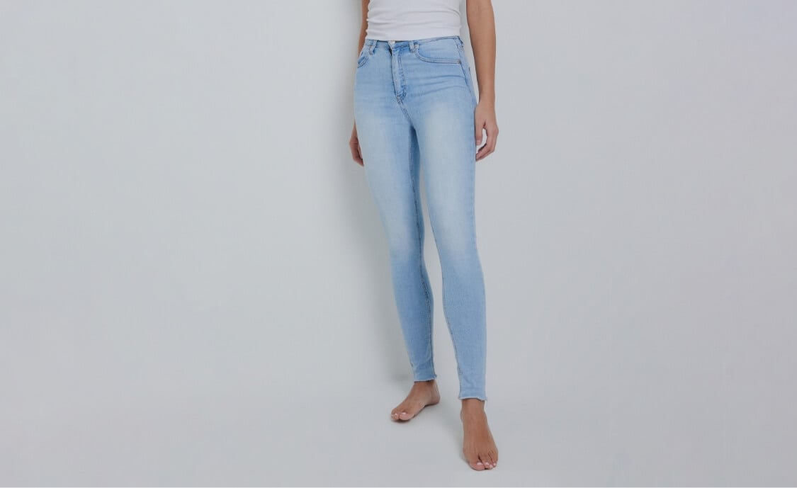 Bespaar 35% NA-KD Denim Trend Geribde Racerback Tanktop Dames Kleding voor voor Jeans voor Jeans met rechte pijp 