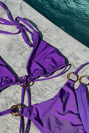 Dark Purple Ring-Detail Bikini-Oberteil