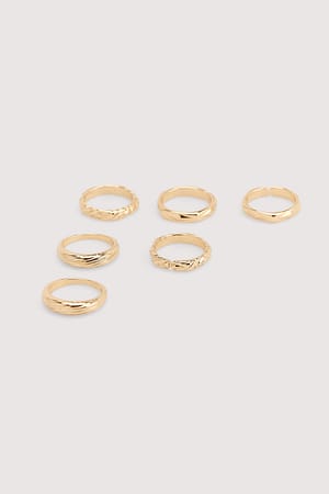 Gold 6-pack Mixed Recycled Pattern Rings