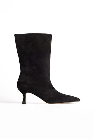 Black Ankle Suede Pointy Toe Boots
