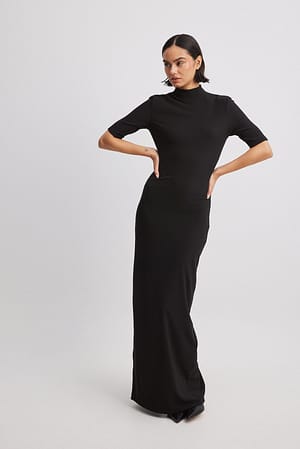 Black Maxi-jurk met cut-out op de achterkant