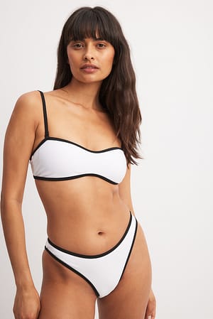 White/Black Colorblock High Cut Bikini Panty